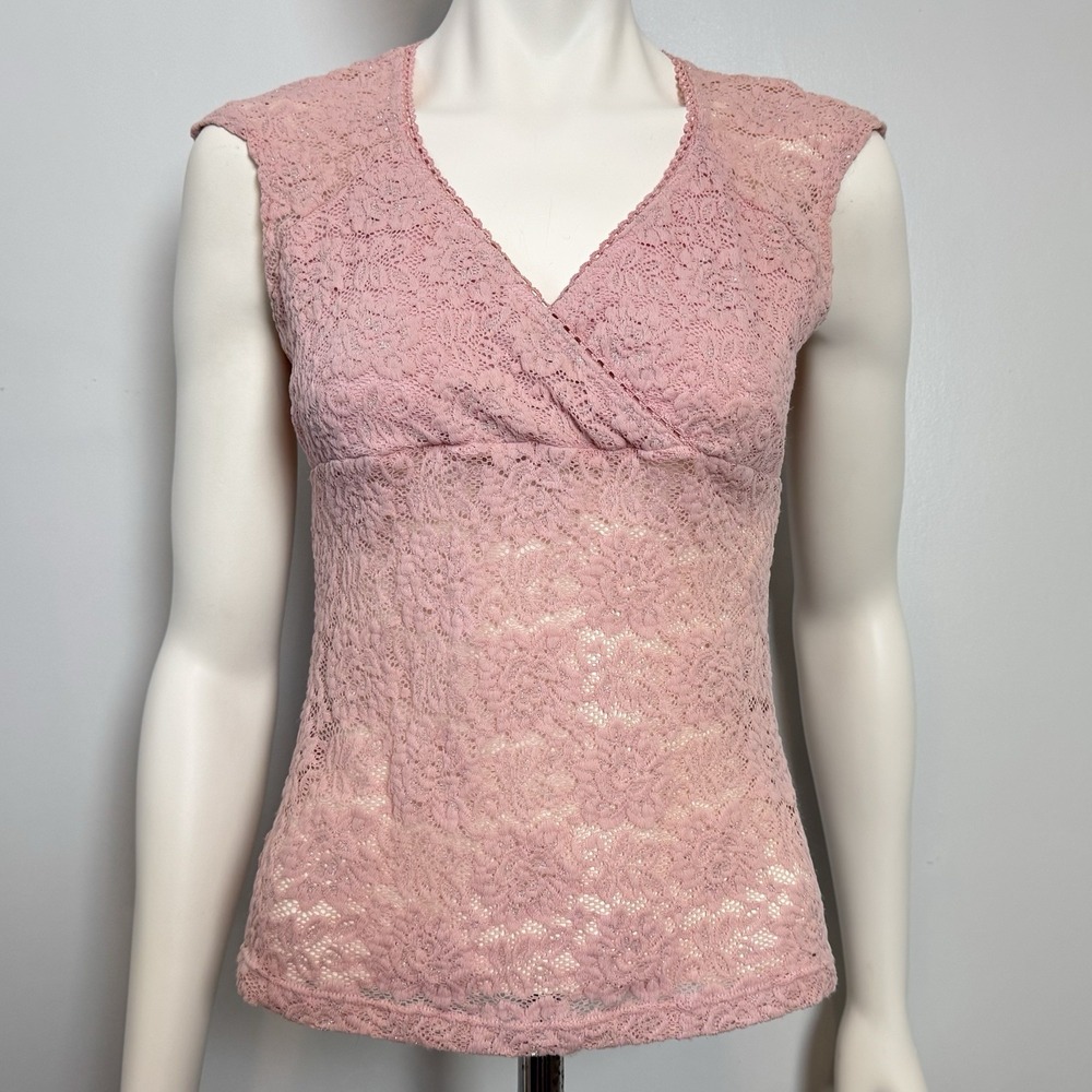 Byer Pink Lace Top Women Small Boho Fairy Grunge Festival Y2K Coquette Vintage - Picture 1 of 9